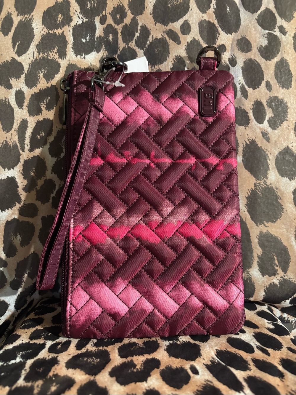 Quilted Velvet Wristlet - Burgundy Pink